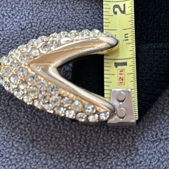 Vintage St Johns gold crystal belt buckle Santana fabric belt 125 crystals